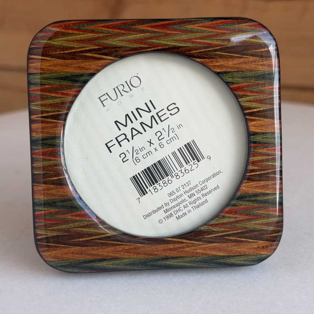 Multicolor Segmenting Wood Patterned Mini Mantle Frame New Fern Furio Retro 3x3"